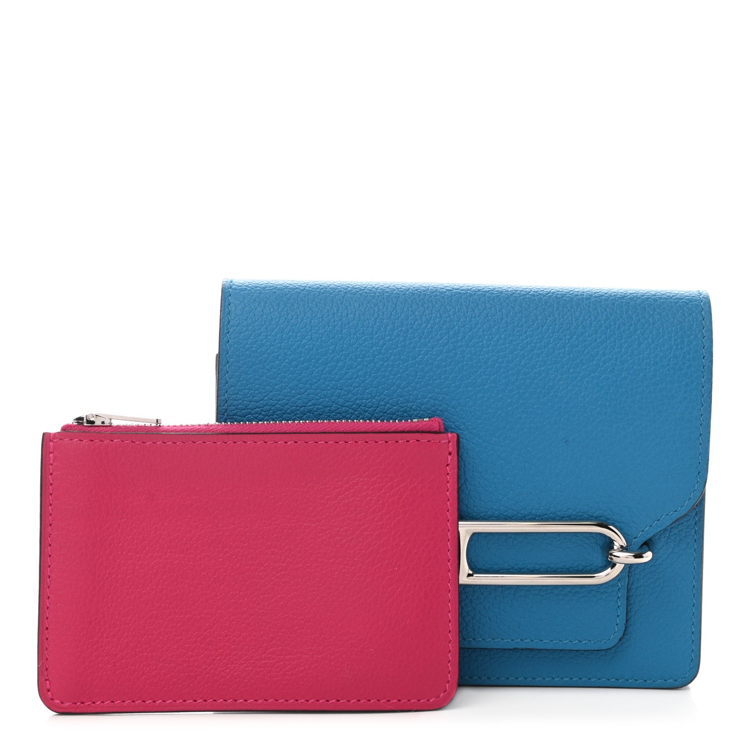 Hermes Evercolor Verso Roulis Slim Wallet Bleu Frida Rose Mexico 3 of 8