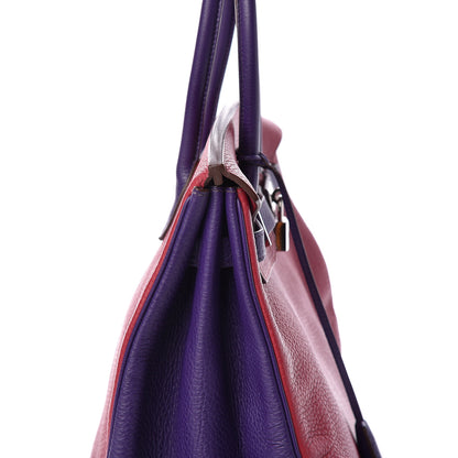Hermes Togo Bi Color Horseshoe Birkin 35 Iris Rubis 14 of 14