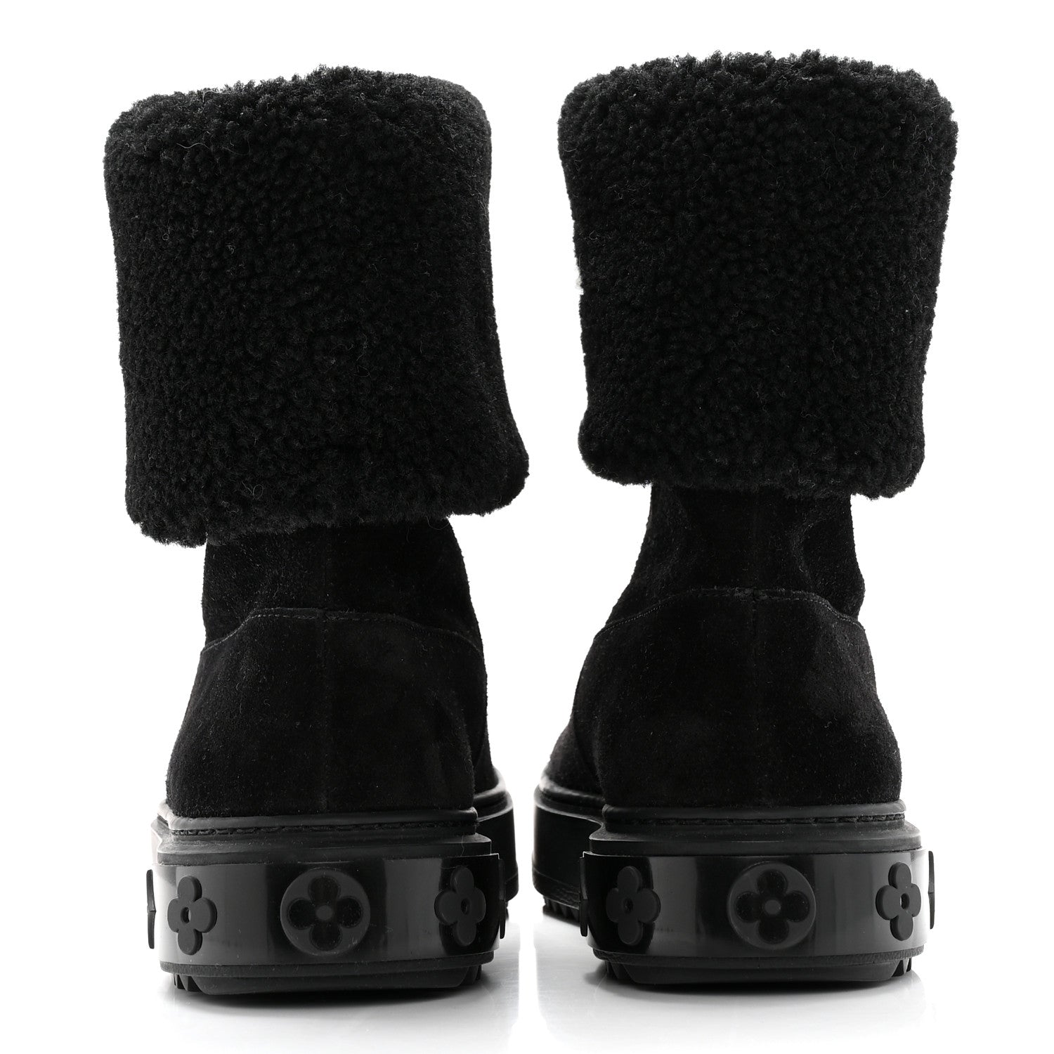 Louis Vuitton Suede Calfskin Shearling Snowdrop Flat Ankle Boot 36 Black 5 of 11