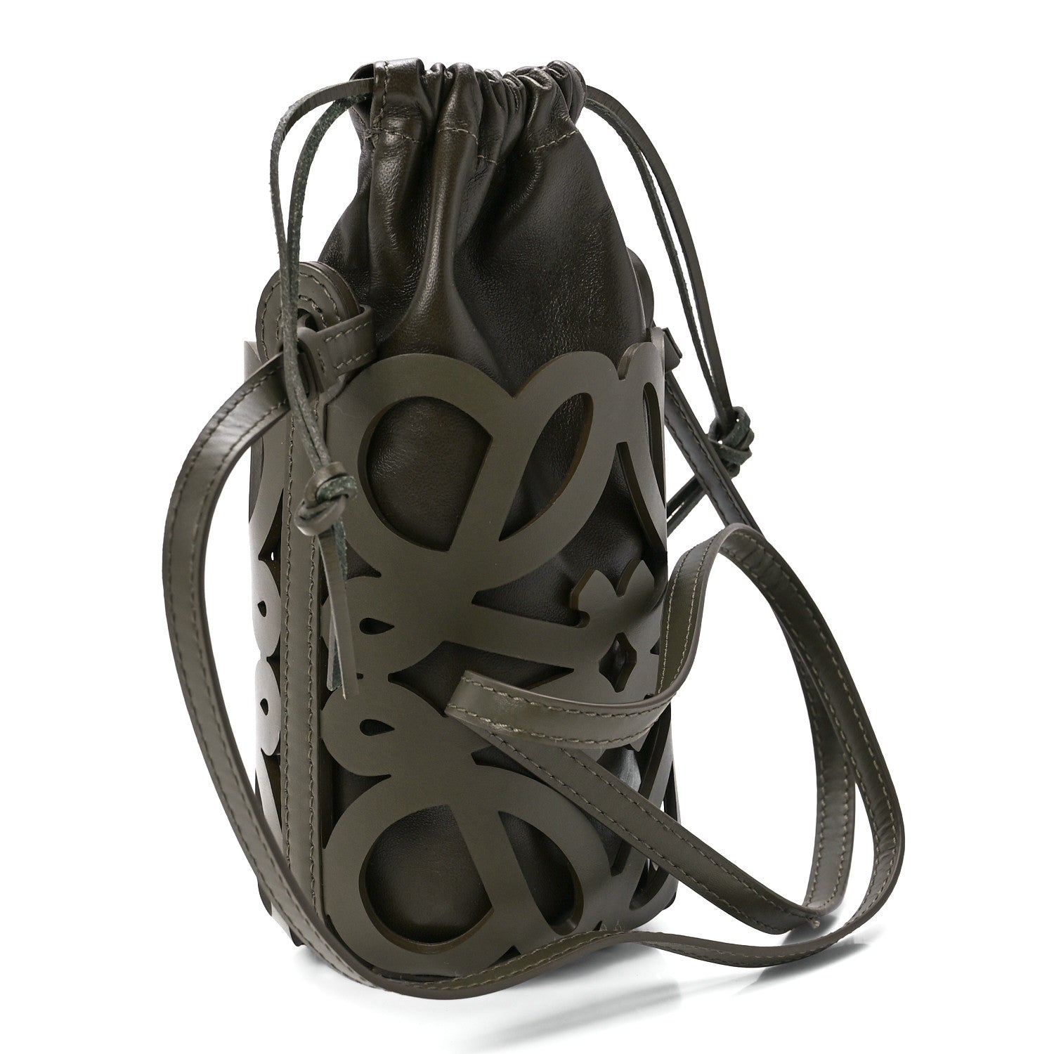 Loewe Smooth Calfskin Small Anagram Cutout Drawstring Bag Tea Dust Glaze 3 of 13