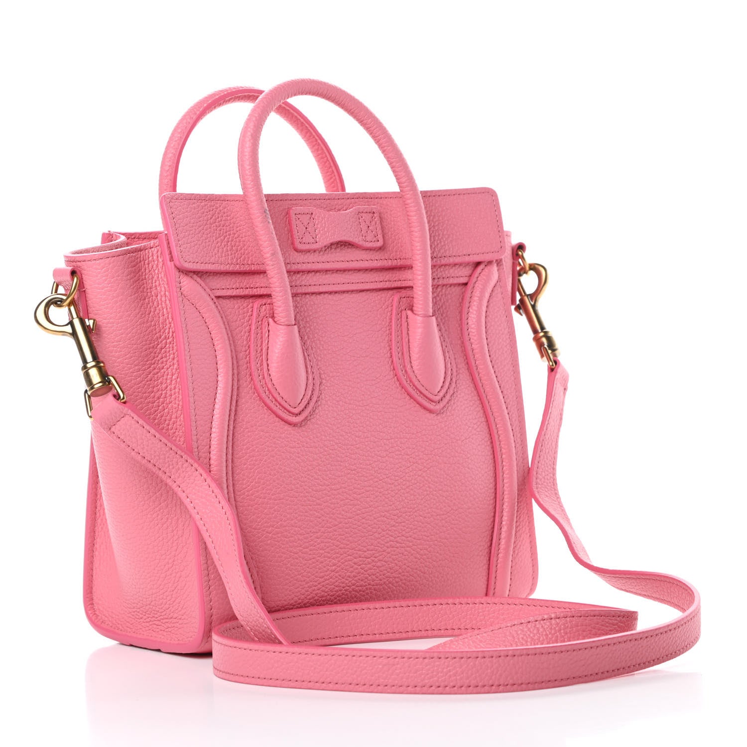 Celine Drummed Calfskin Nano Luggage Flamingo 3 of 16