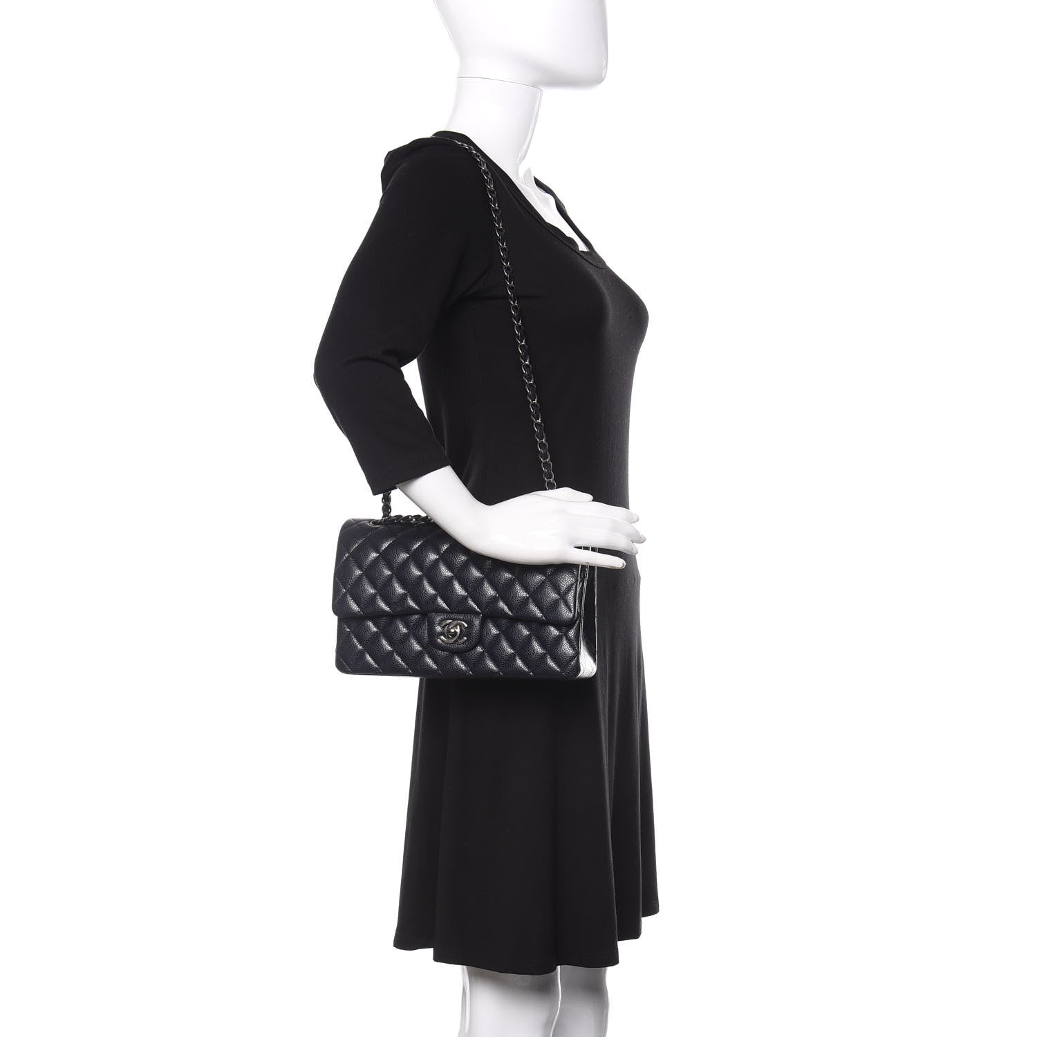 Chanel Caviar Quilted Medium Double Flap Navy 2 of 15