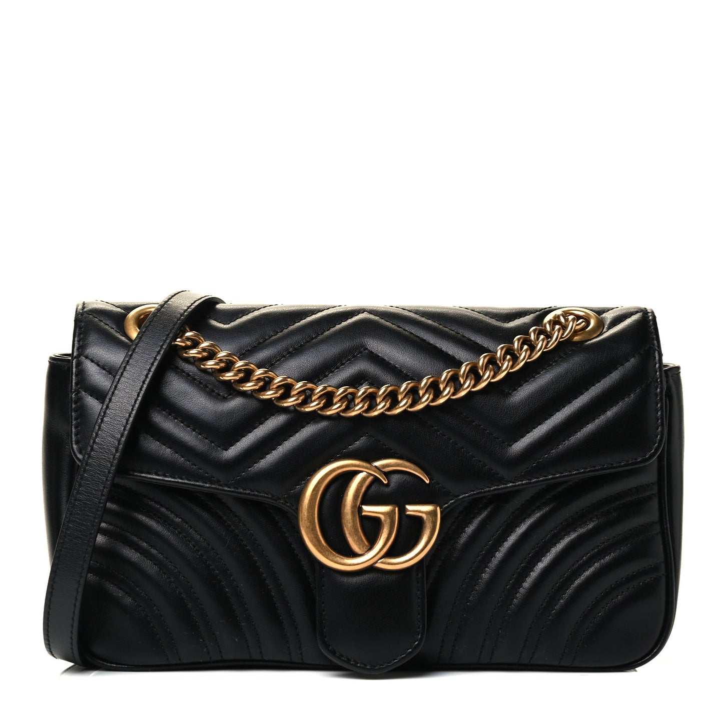 Calfskin Matelasse Small GG Marmont Shoulder Bag Black