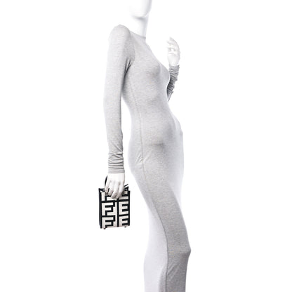 Fendi X MARC JACOBS Vitello King Plexiglass Logo Print Mini Fendi Sunshine Shopper Tote Black White 2 of 9