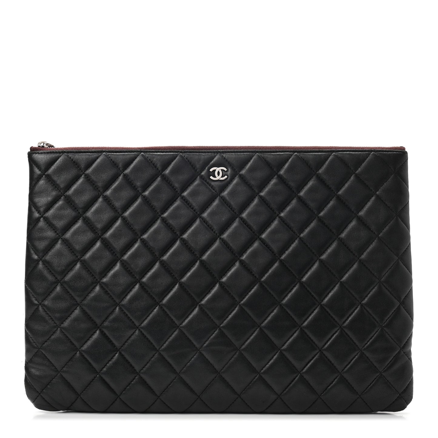 Lambskin Quilted Large Cosmetic Case Black