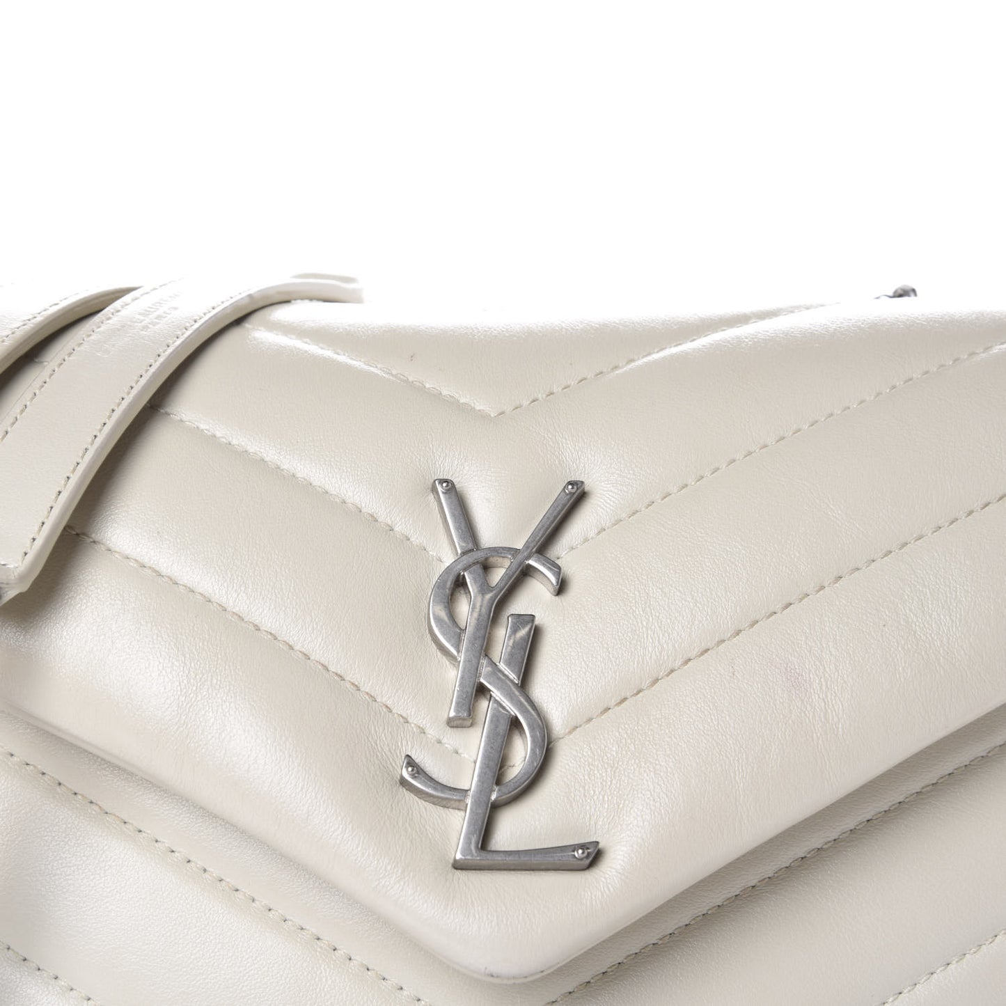 Calfskin Y Quilted Monogram Small Loulou Chain Satchel Ivory