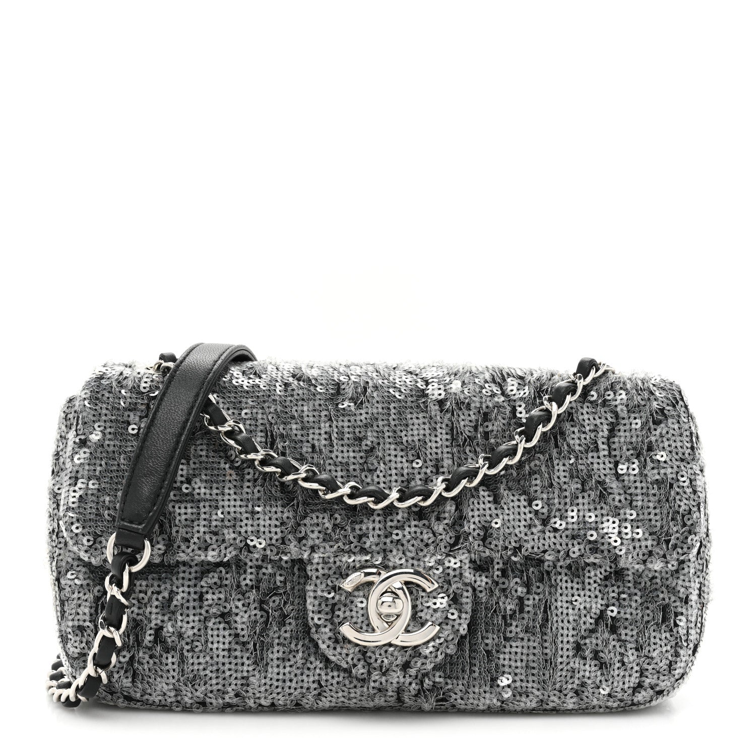 Chanel Sequin Small Single Flap Silver 1 of 9