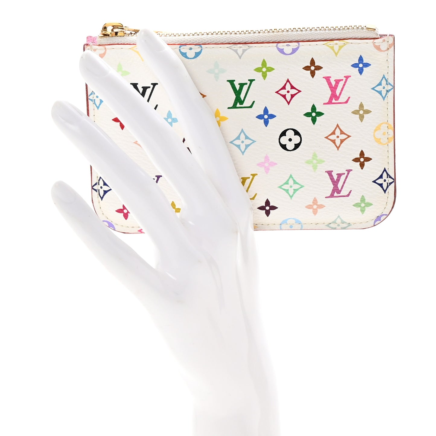 Monogram Multicolor Key Pouch White Litchi