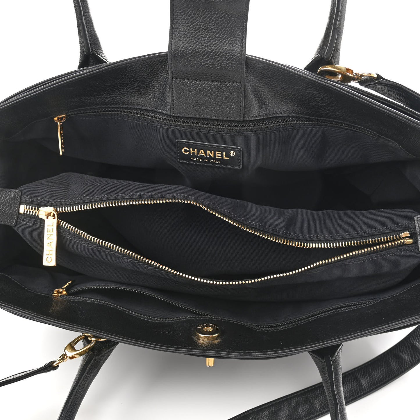 Calfskin Cerf Executive Shopper Tote Black