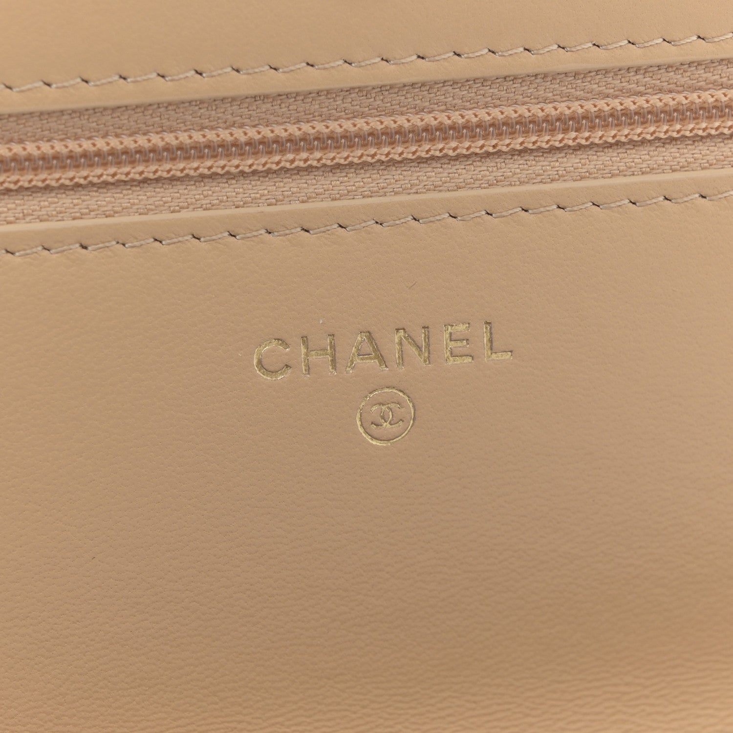 Chanel Lambskin Quilted Wallet On Chain WOC Beige Black 6 of 12