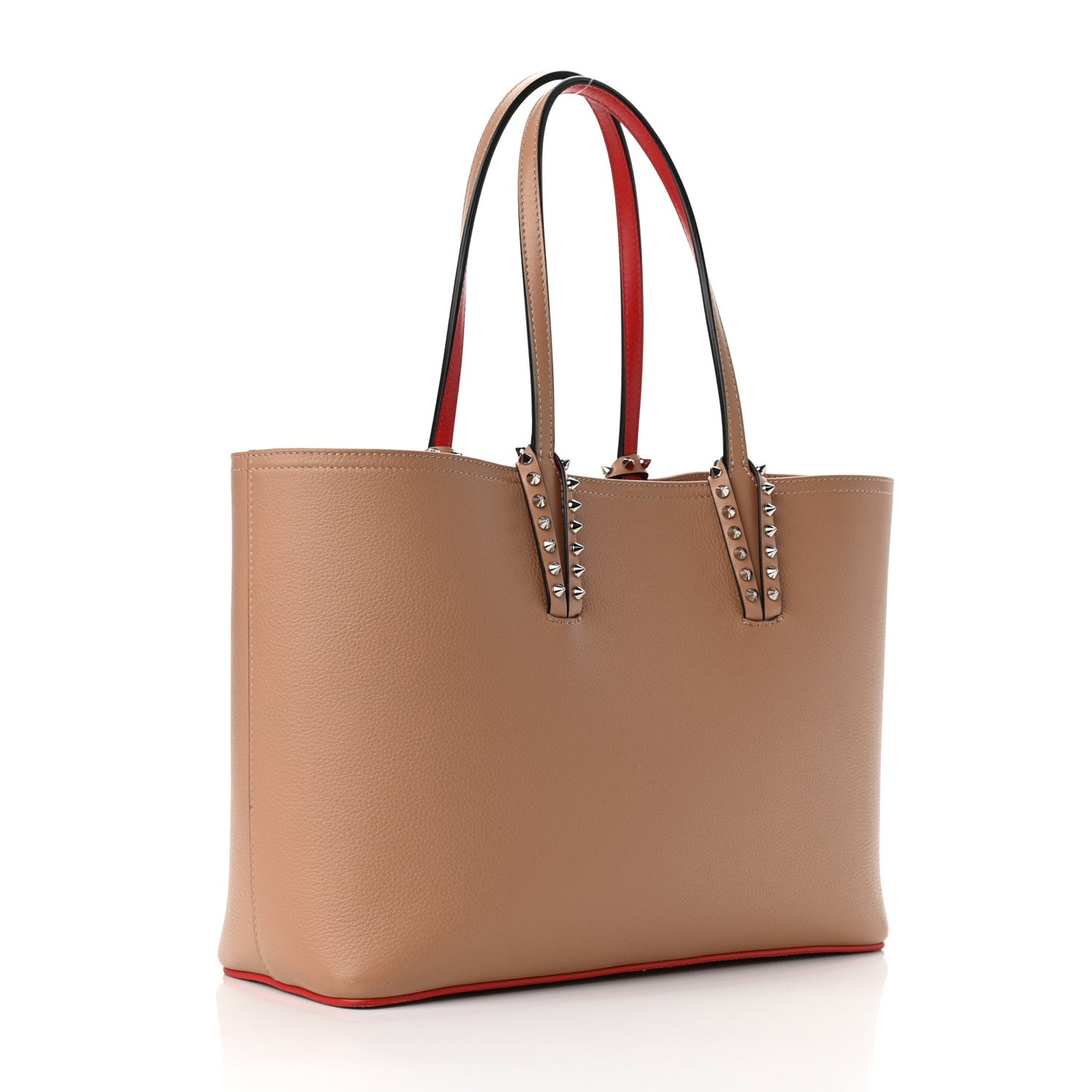 Calfskin Empire Spikes Small East West Cabata Tote Nude