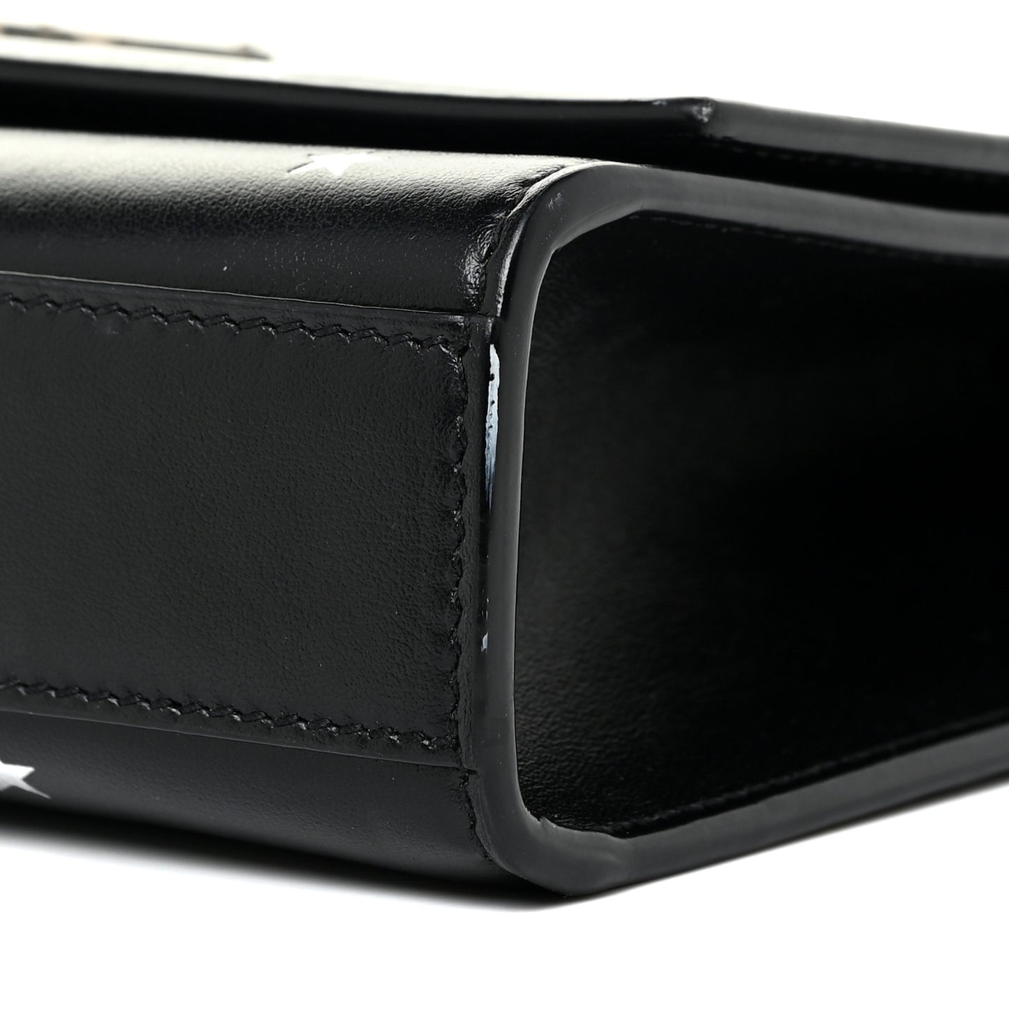 Calfskin Star Print Medium Monogram Kate Satchel Black