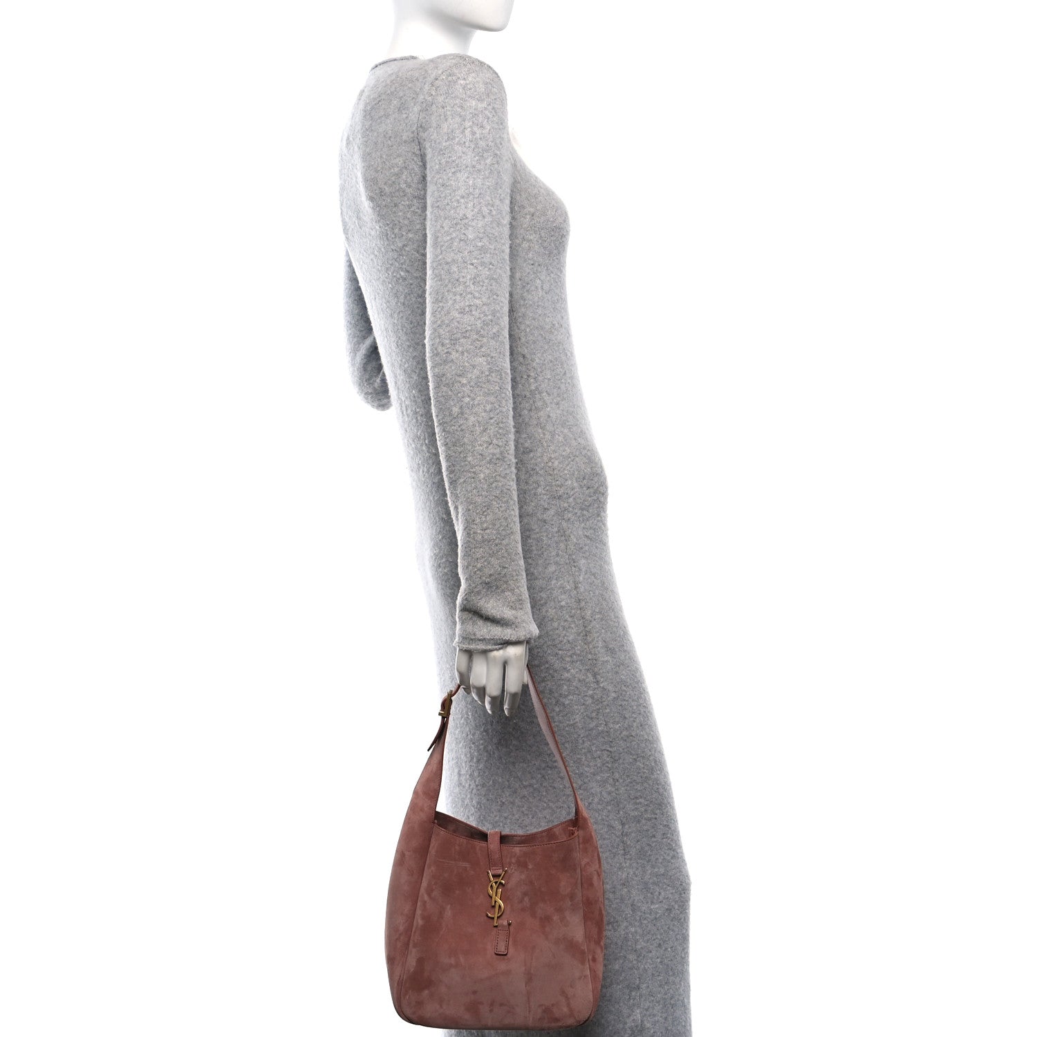Saint Laurent Suede Calfskin Small Le 5 A 7 Soft Hobo  Barely Pink 2 of 9