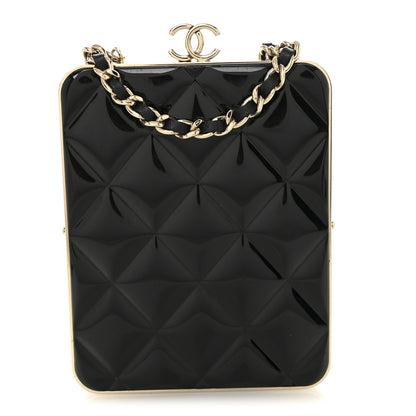 Chanel Lambskin Plexi Quilted CC Evening Clutch With Chain Black 1 of 11