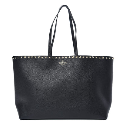 Valentino Garavani Grained Calfskin Rockstud Shoulder Tote Black 1 of 10