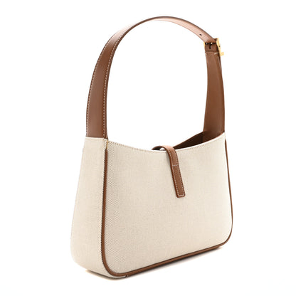 Saint Laurent Smooth Calfskin Canvas Le 5 A 7 Hobo Natural Beige Brick 3 of 9