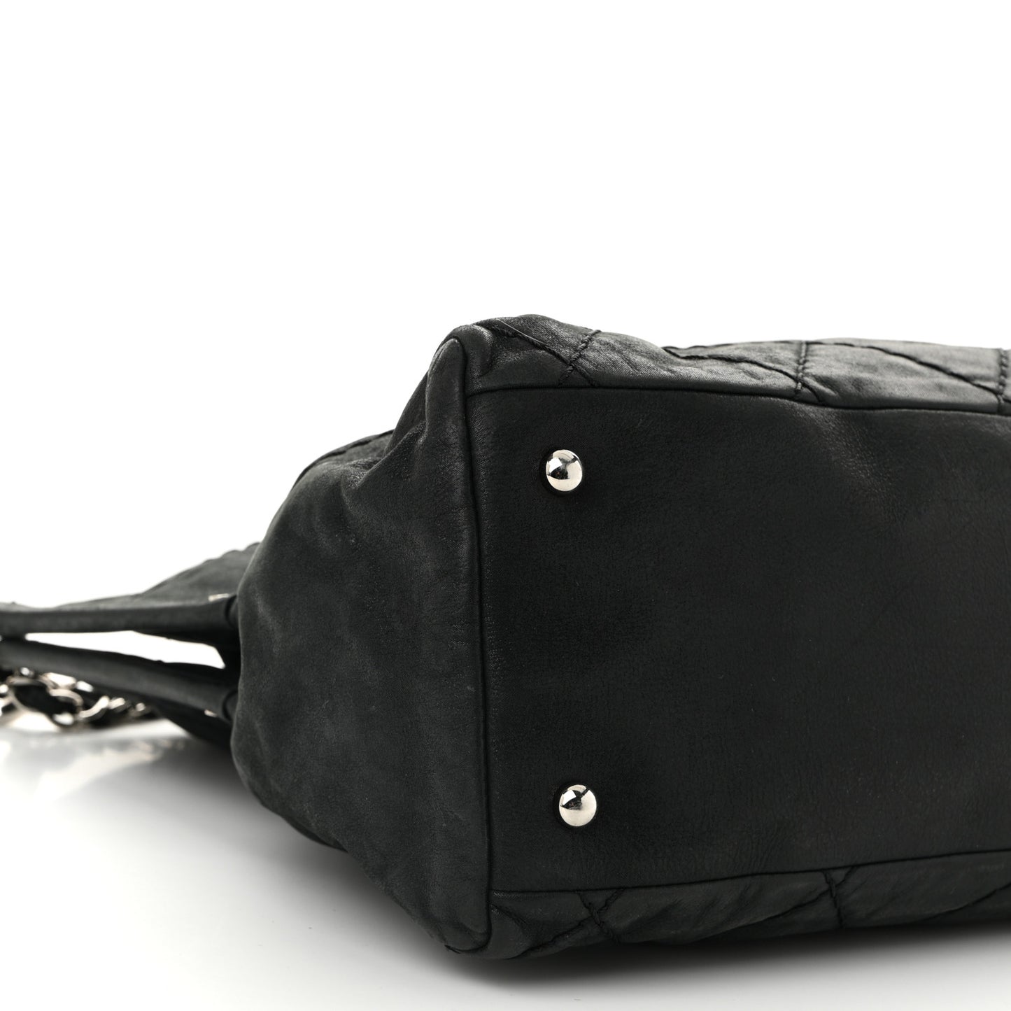 Iridescent Calfskin Quilted Small Sea Hit Tote Black