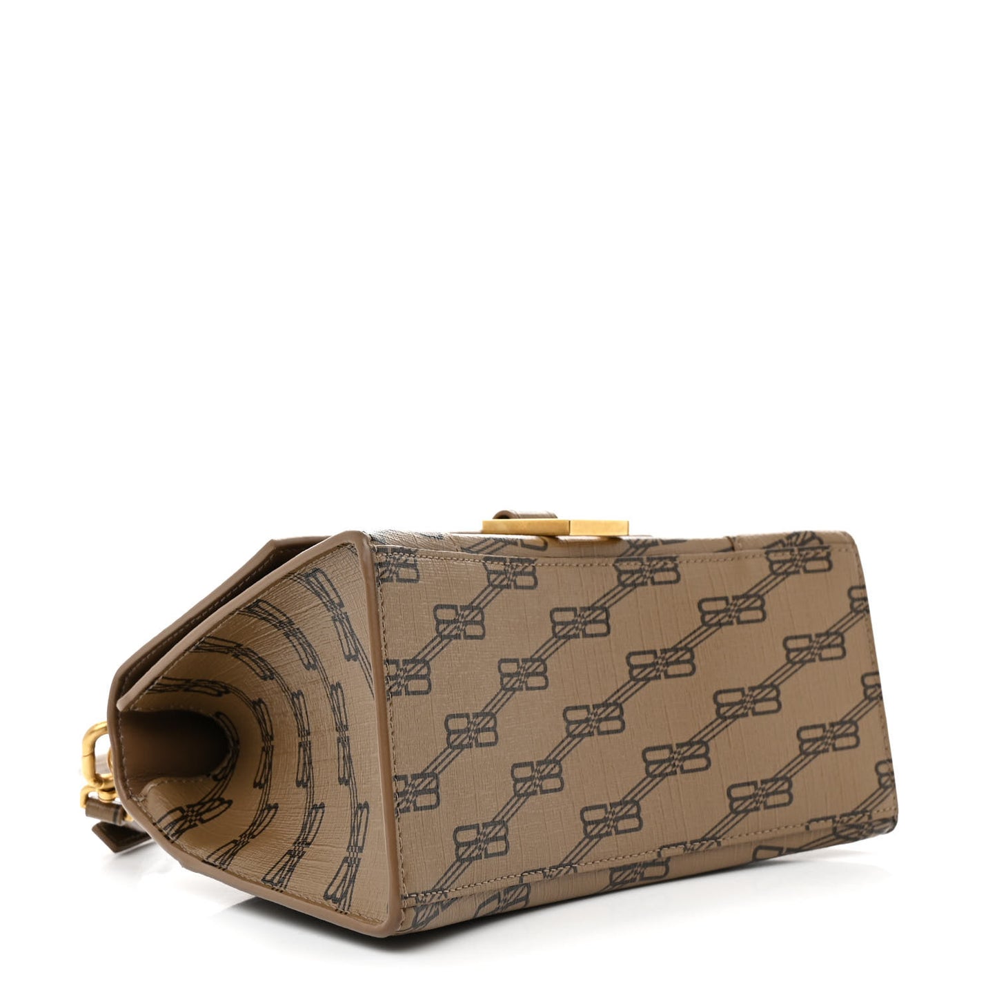 Coated Canvas BB Monogram Small Hourglass Top Handle Bag Beige Brown