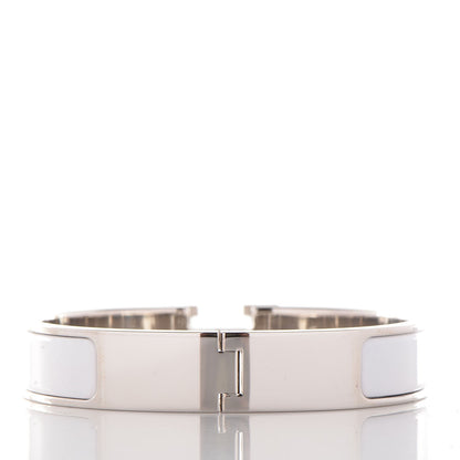 Hermes Enamel Narrow H Bracelet PM White 3 of 4