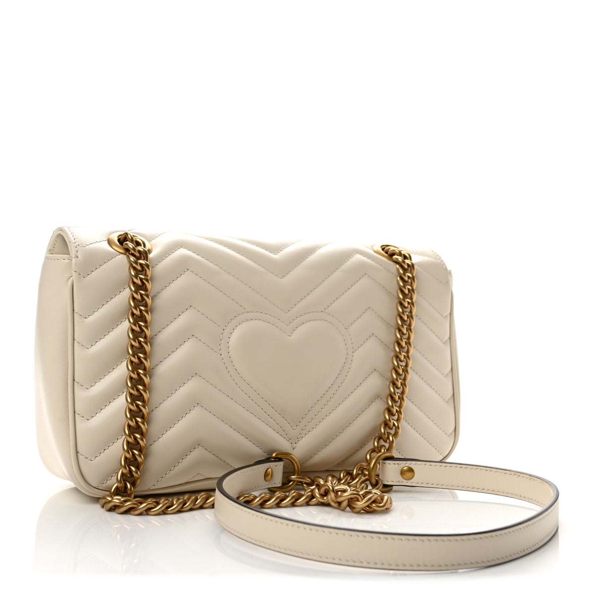 Gucci Calfskin Matelasse Small GG Marmont Shoulder Bag White 3 of 10