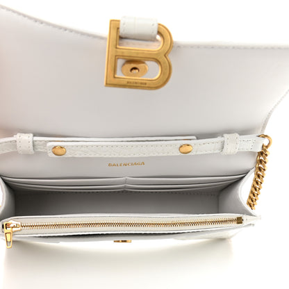 Balenciaga Shiny Calfskin Crocodile Embossed Hourglass Chain Bag White 7 of 11