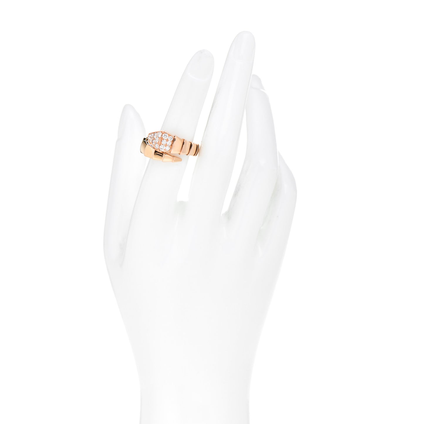 18K Rose Gold Diamond Serpenti Viper Ring L
