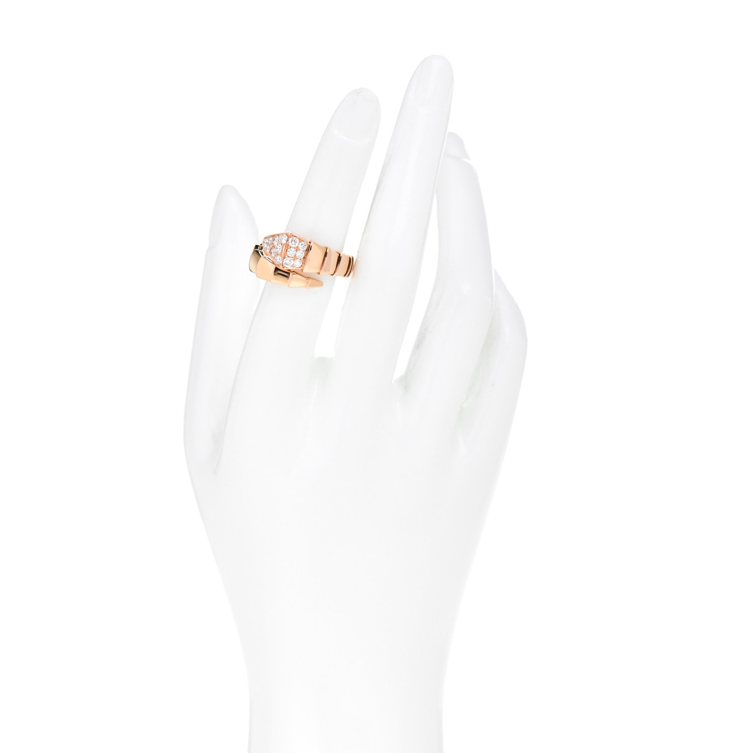Bulgari 18K Rose Gold Diamond Serpenti Viper Ring L 2 of 5