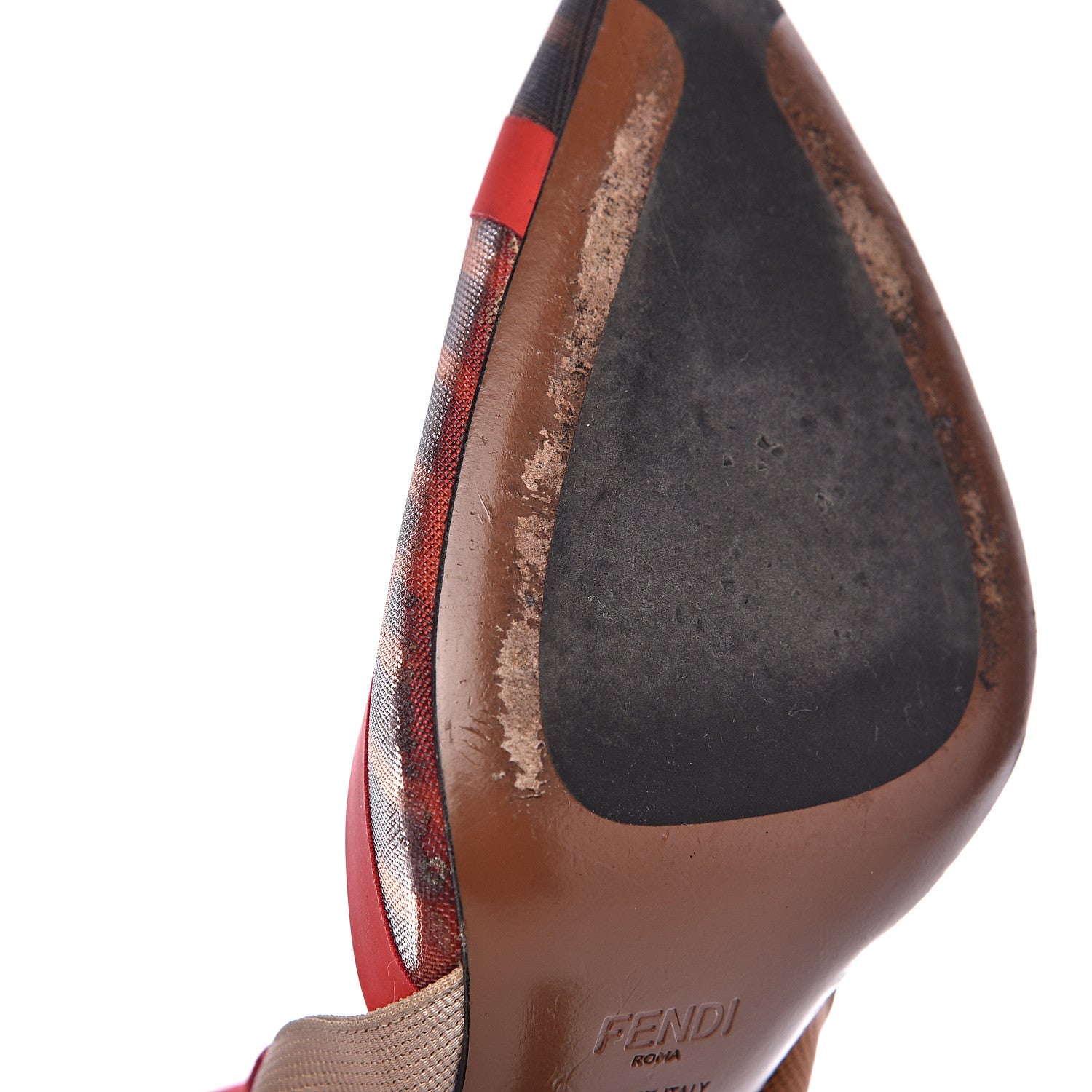 Fendi Technical Mesh FF Colibri High-Heel Slingback Pumps 36.5 Tobacco Moro Cipria Papavero Camelia 8 of 9