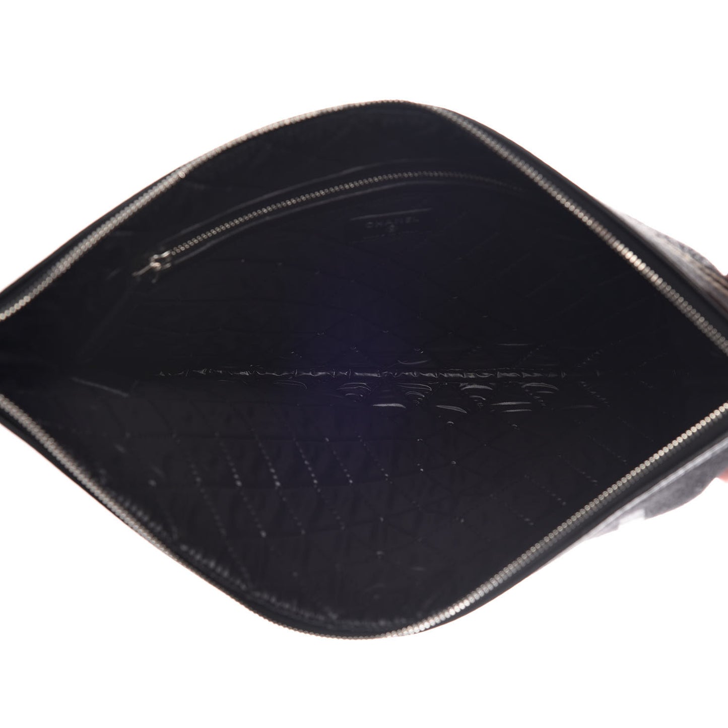 Striped Canvas Large Deauville Pouch Clutch Black