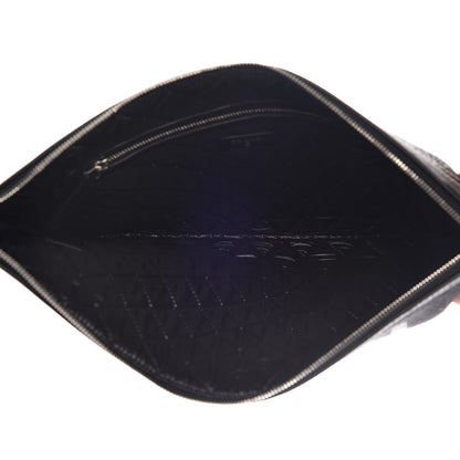 Chanel Striped Canvas Large Deauville Pouch Clutch Black 5 of 10