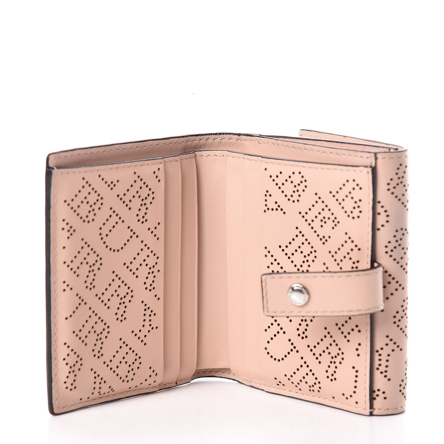 Calfskin Perforated Compact Wallet Pale Fawn Pink