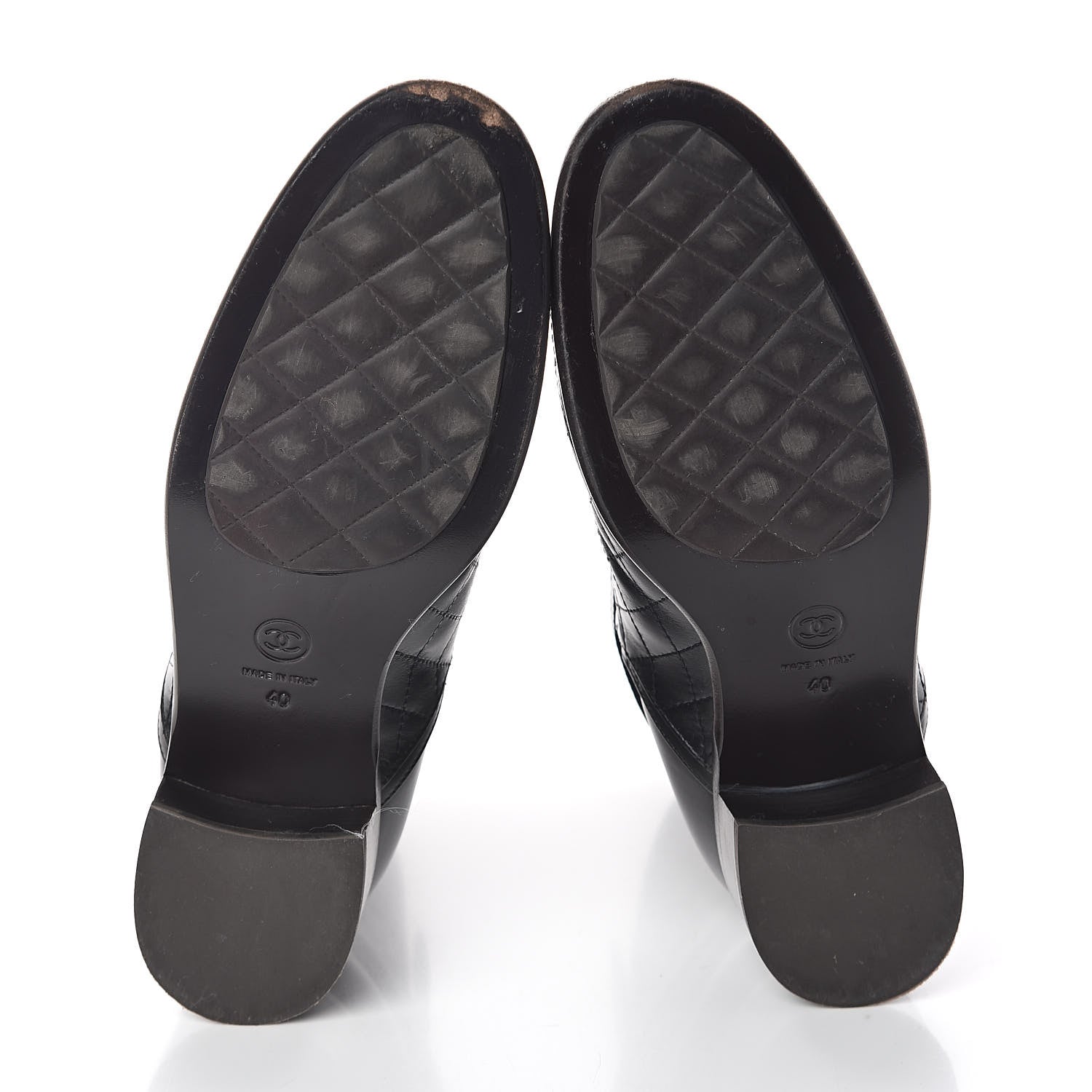 Chanel Calfskin Quilted Cap Toe CC Boots 40 Black 7 of 8