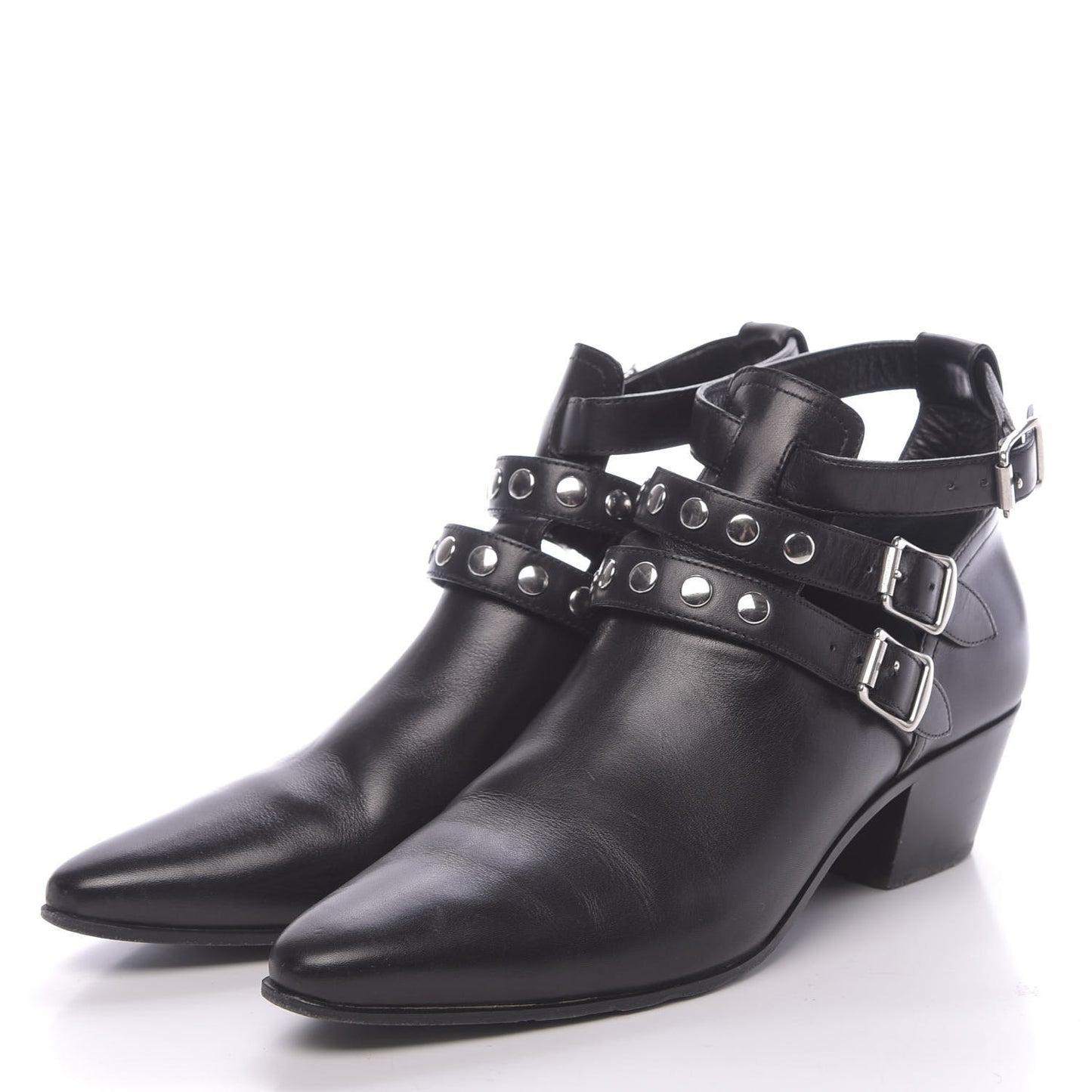 Calfskin Rock Rivet Stud Booties 40 Black