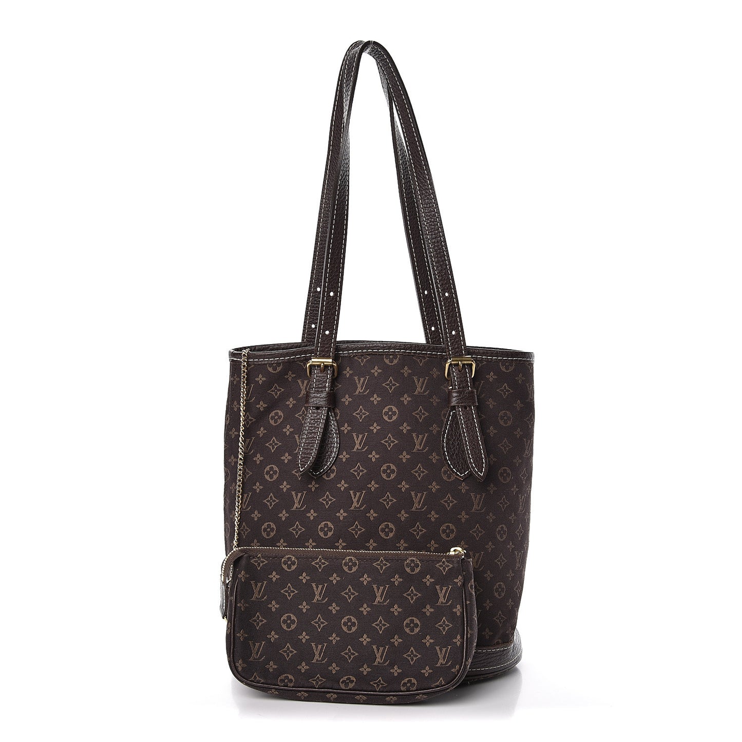 Mini Lin Monogram Bucket Bag Ebene