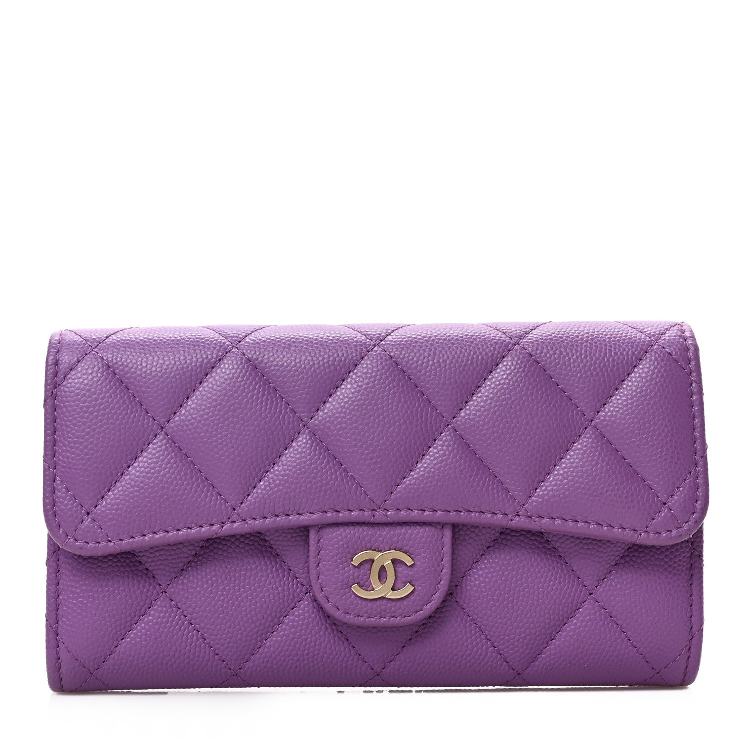 Chanel Caviar Quilted Medium Gusset Flap Wallet Purple 1 of 8