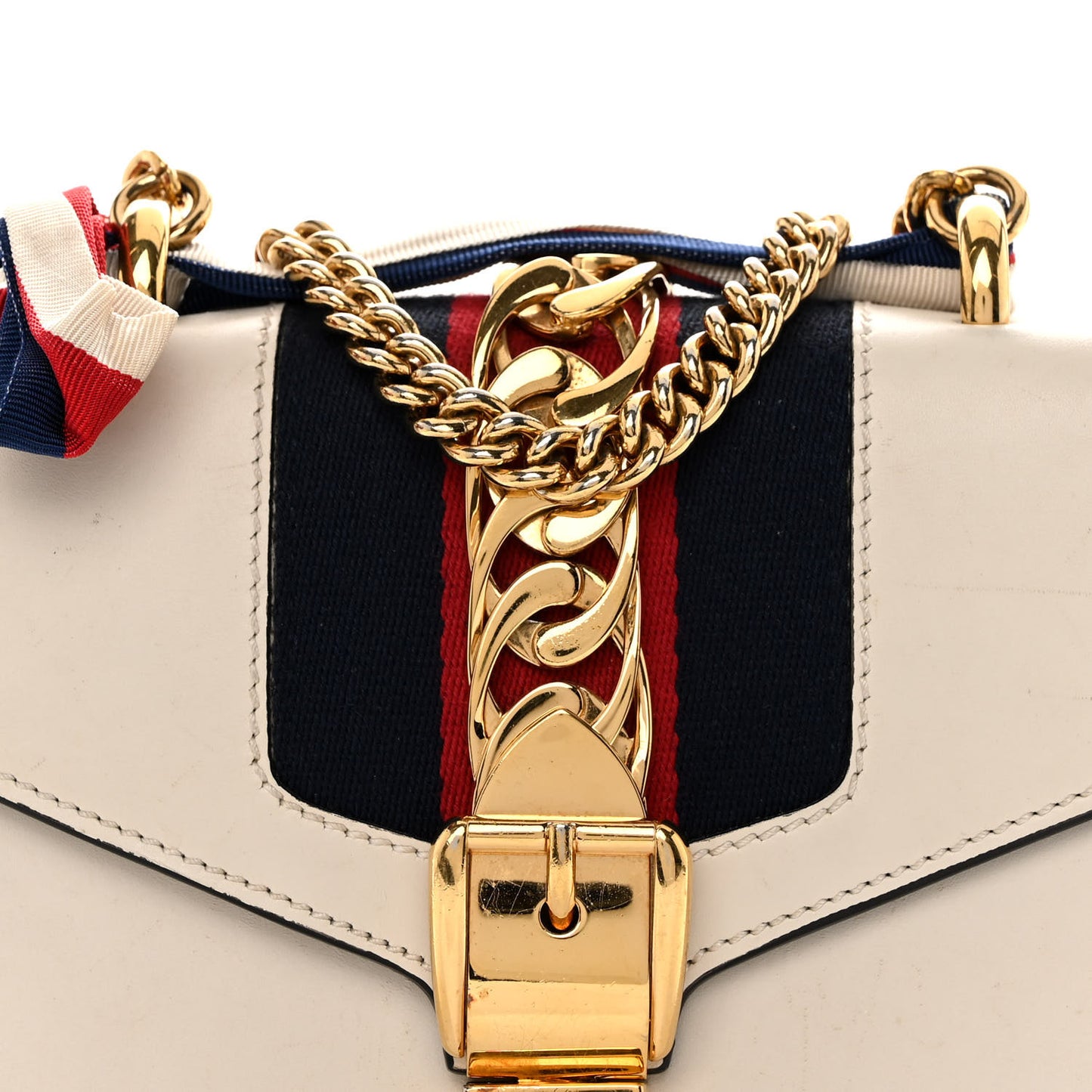 Calfskin Mini Sylvie Chain Shoulder Bag White