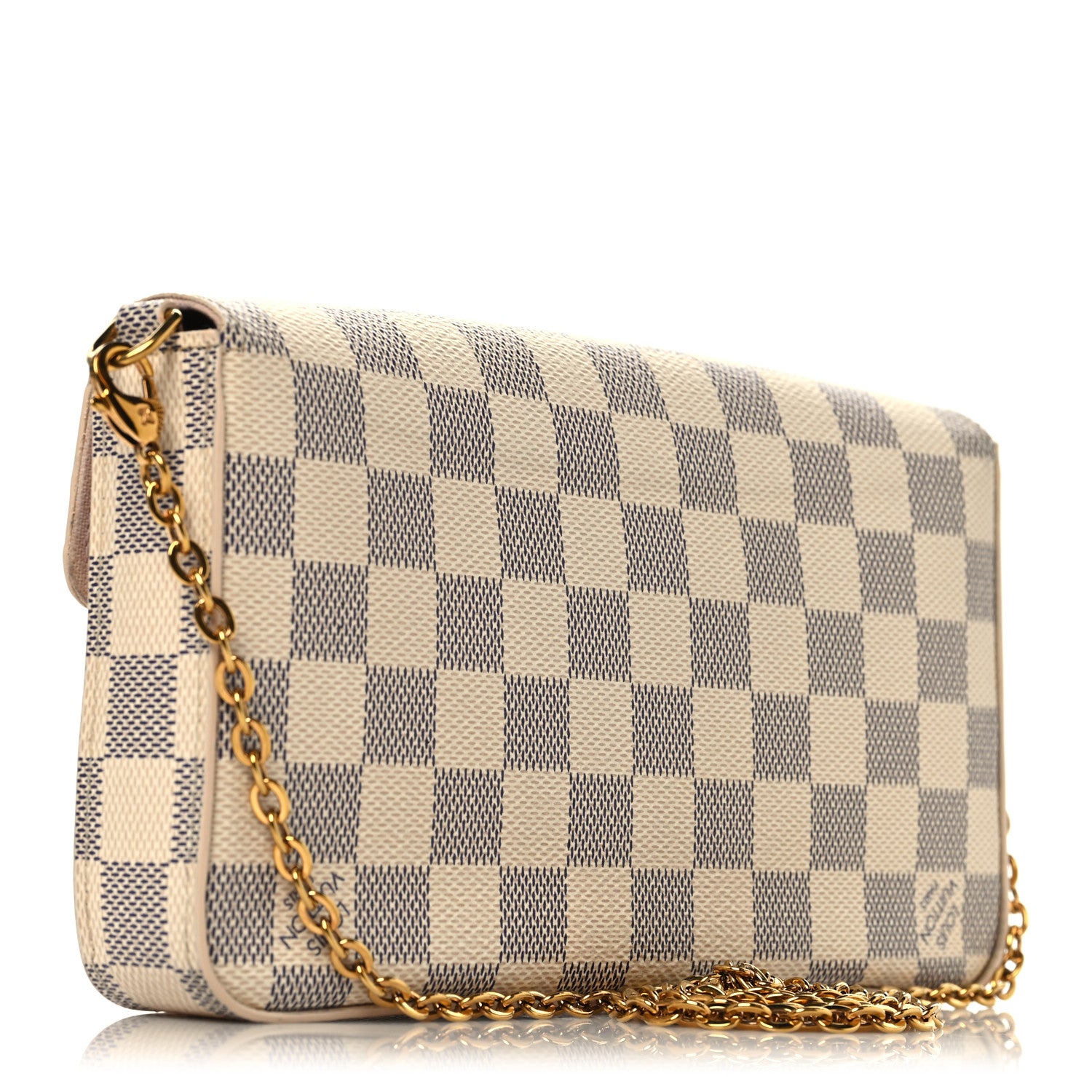 Louis Vuitton Damier Azur Pochette Felicie Chain Wallet Rose Ballerine 4 of 11