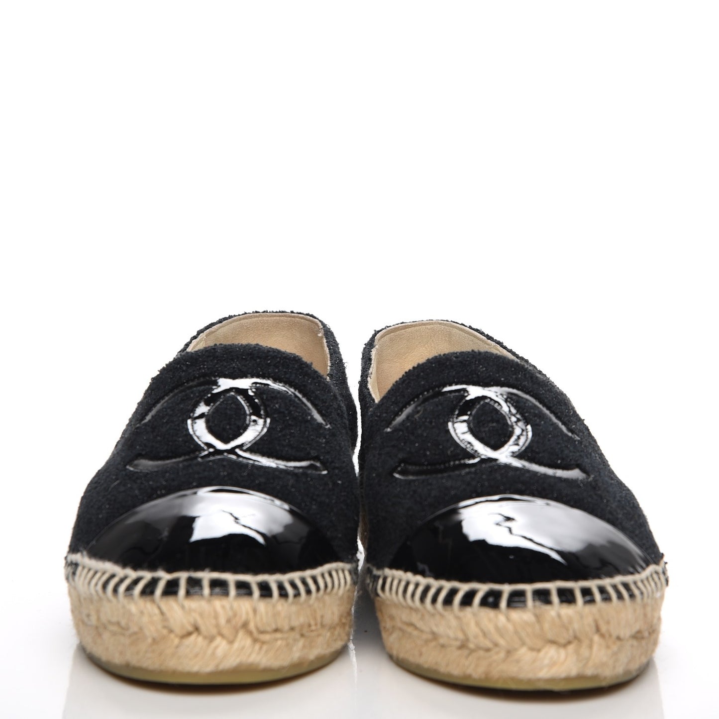 Fabric Patent Calfskin CC Espadrilles 40 Black