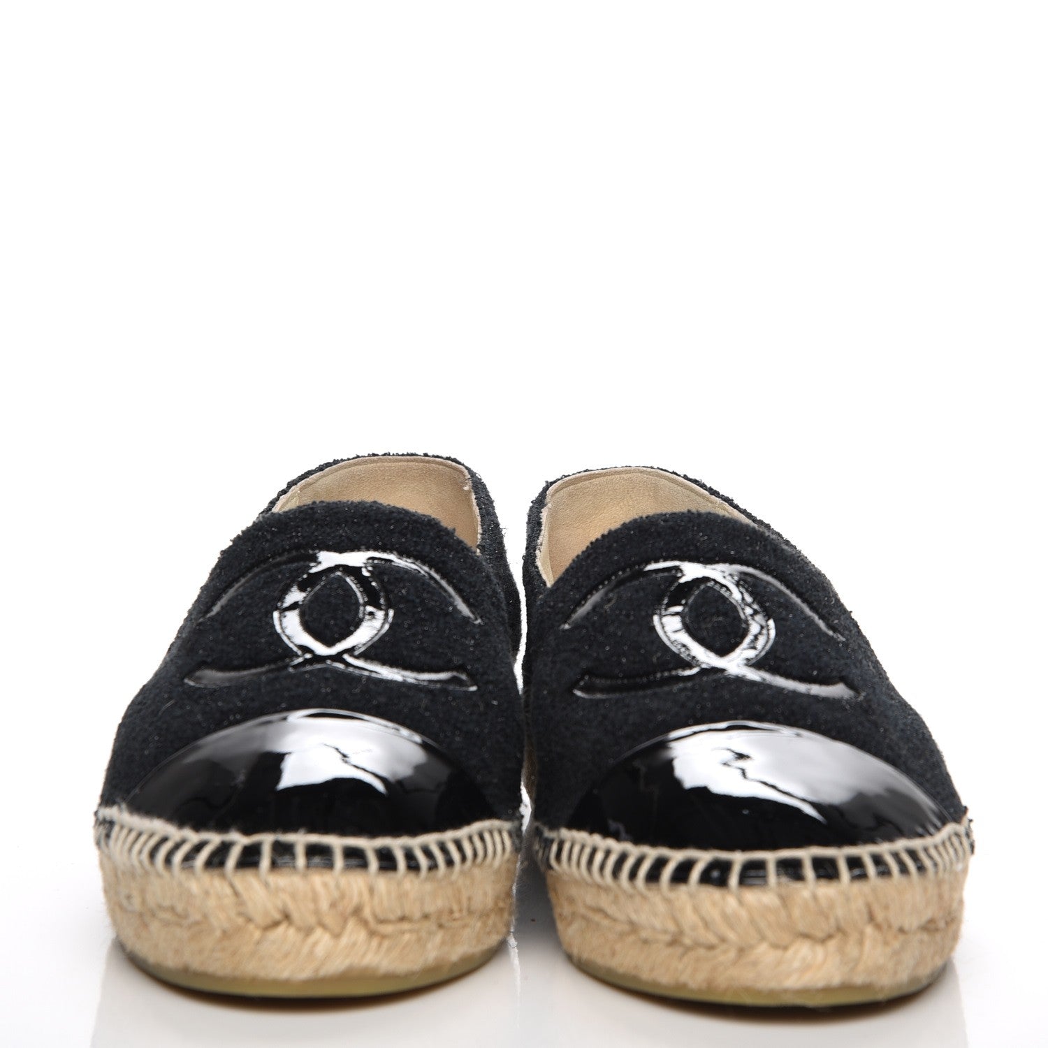Chanel Fabric Patent Calfskin CC Espadrilles 40 Black 2 of 12