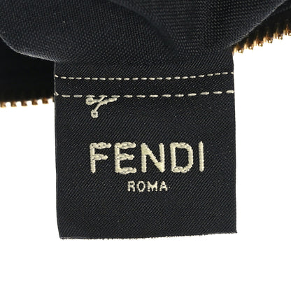 Fendi Glazed Fabric Vitello Century FF 1974 Stamp Patch Small FFreedom Flat Pouch Mogano Panna Black 6 of 7