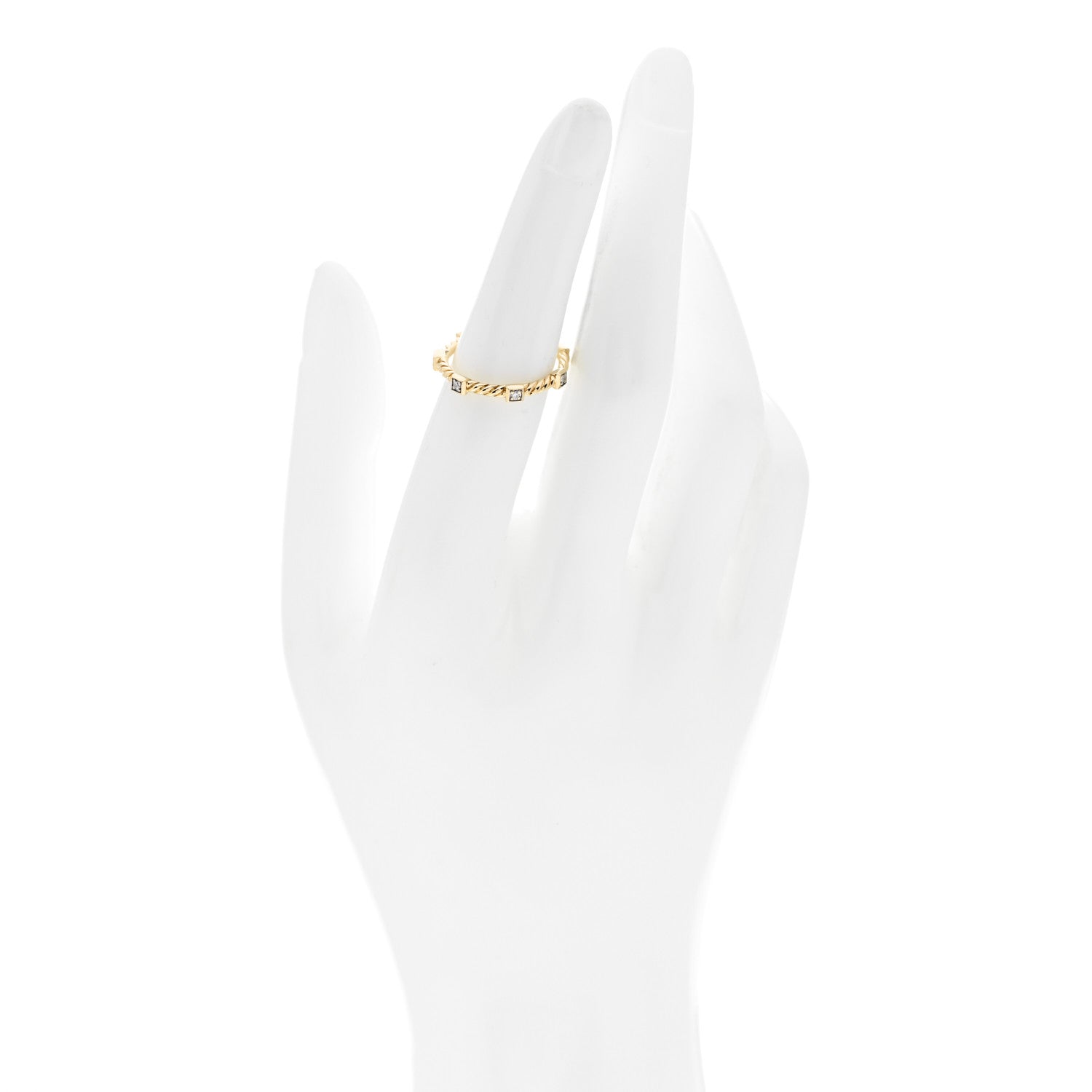 David Yurman 18K Yellow Gold Diamond Cable Collectibles Stack Ring 53 6.25 2 of 4