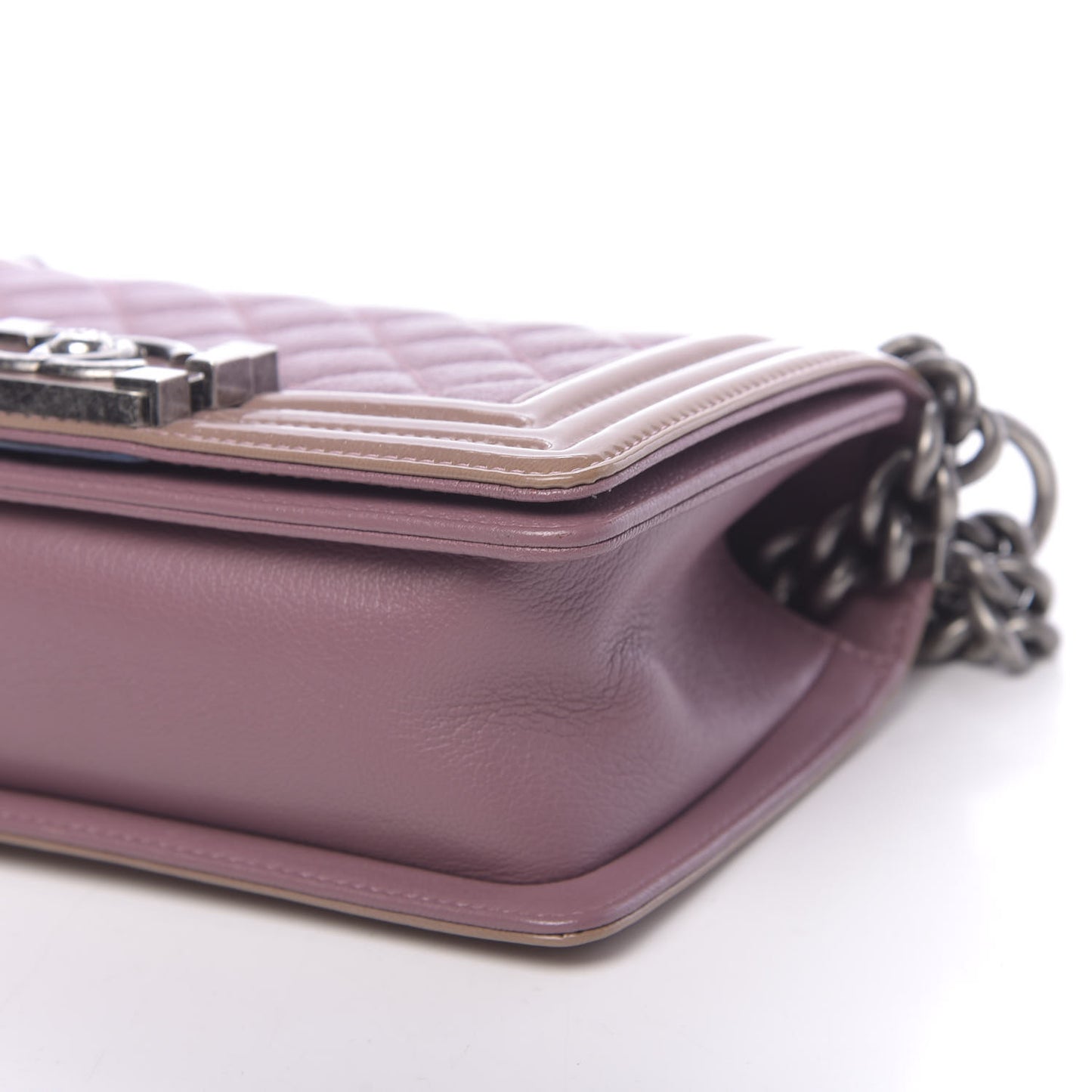 Goatskin Quilted Patent Small Duo Boy Flap Pink