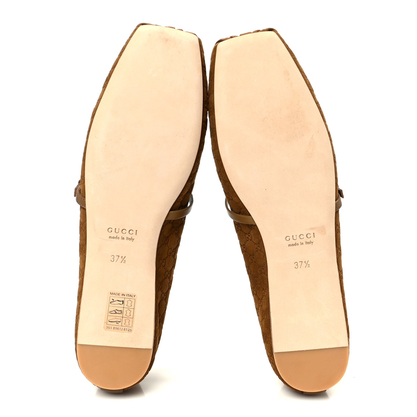 Kid Scamosciato Micro GG Monogram Horsebit Ballet Flats 37.5 Cuoio Dafne