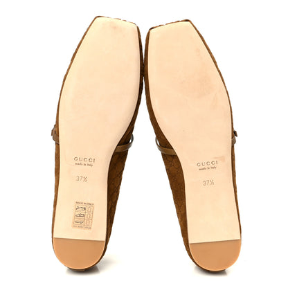 Gucci Kid Scamosciato Micro GG Monogram Horsebit Ballet Flats 37.5 Cuoio Dafne 6 of 10