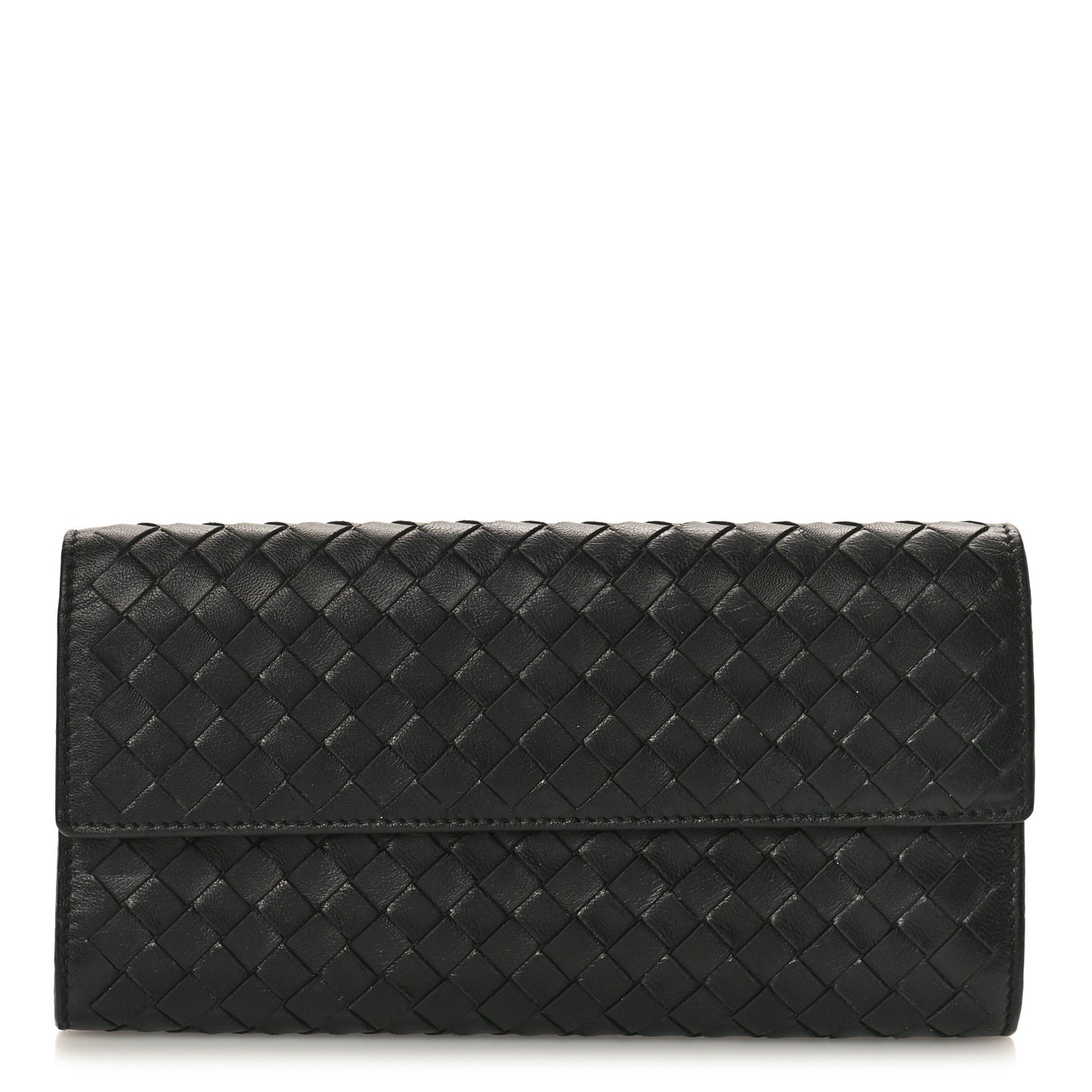 Nappa Intrecciato Continental Flap Wallet Black