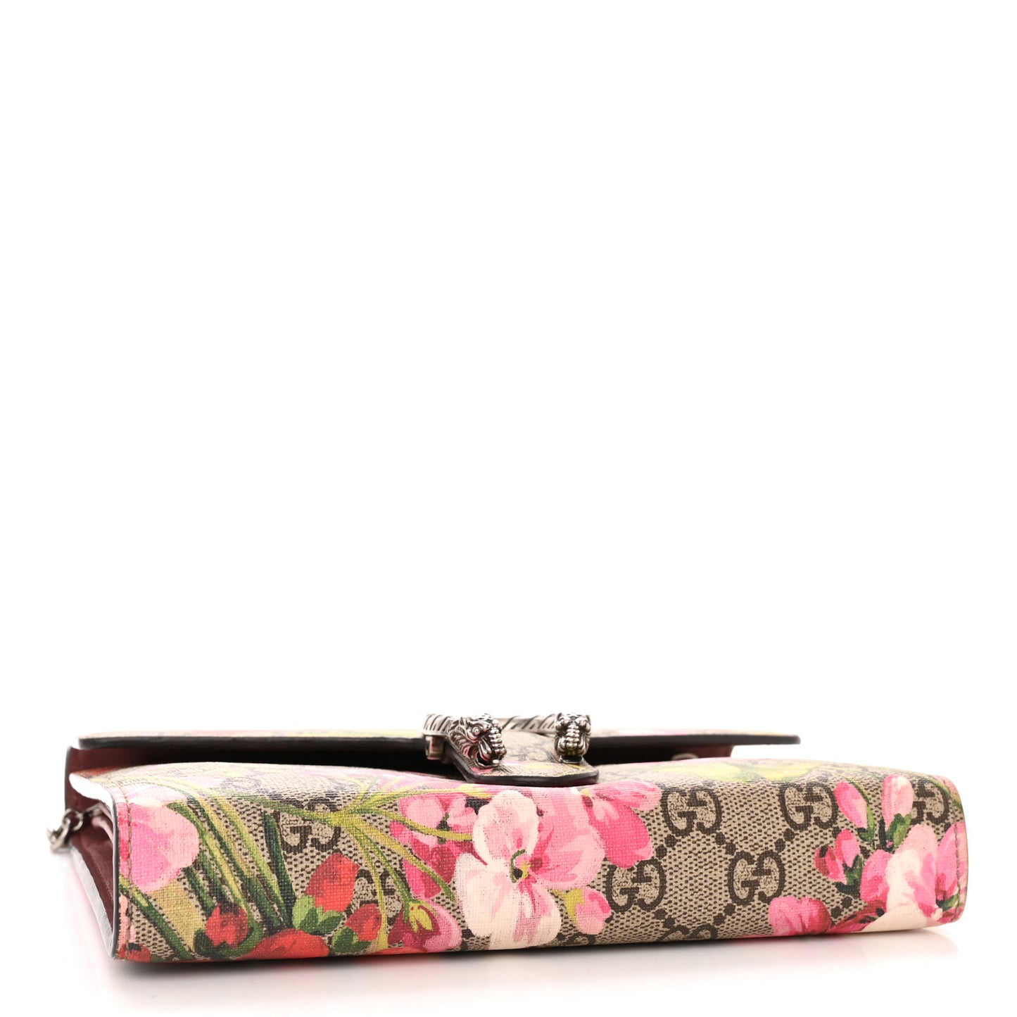 GG Supreme Monogram Blooms Mini Dionysus Chain Wallet Beige Multicolor Dry Rose