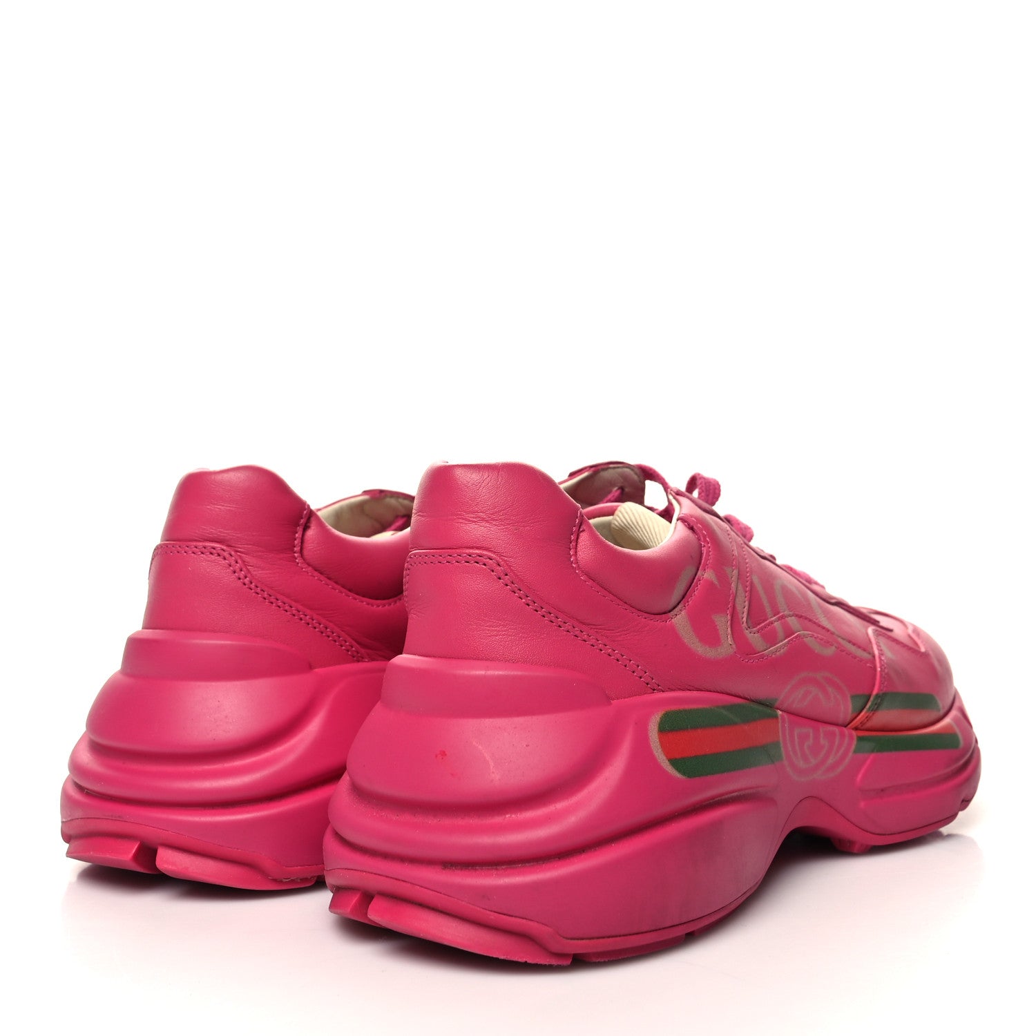 Gucci Calfskin Logo Womens Rhyton Sneakers 38.5 Box Pink 4 of 10