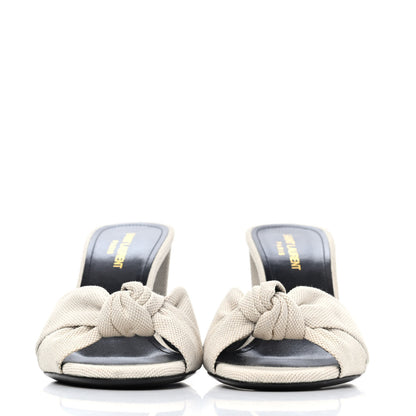 Saint Laurent Canvas Bianca Mules 39 Pearl 2 of 4