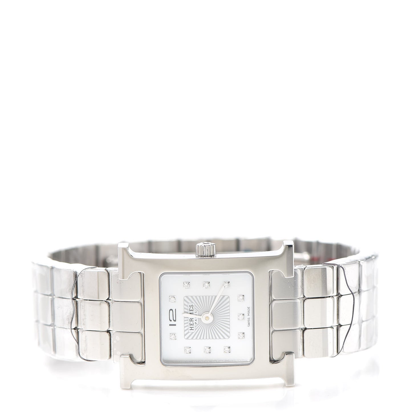 Stainless Steel Diamond Mother of Pearl 21mm Heure H Hour Quartz Watch