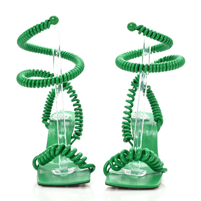 Bottega Veneta Rubber Wire Nappa Stretch 90mm Sandals 37.5 Grass 2 of 7
